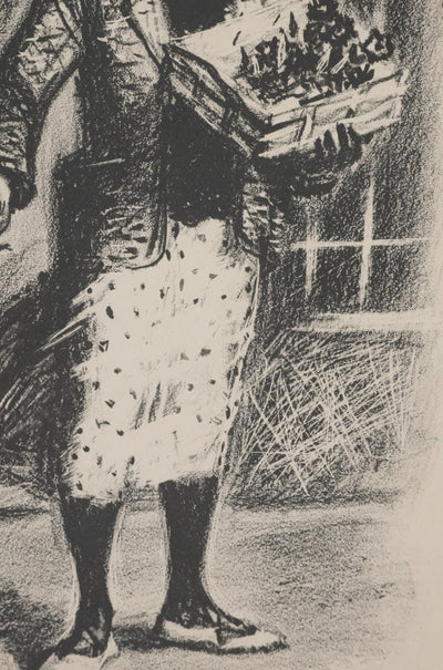 Lucien FONTANAROSA : La vendeuse de fleurs (premier état), Lithographie originale signée