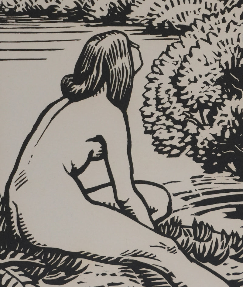 Henri AMEDEE-WETTER : La toilette au ruisseau, Gravure originale signée