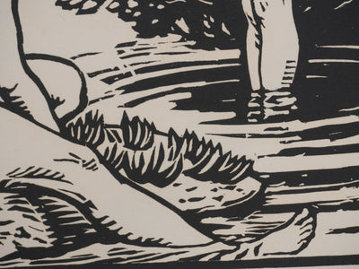 Henri AMEDEE-WETTER : La toilette au ruisseau, Gravure originale signée
