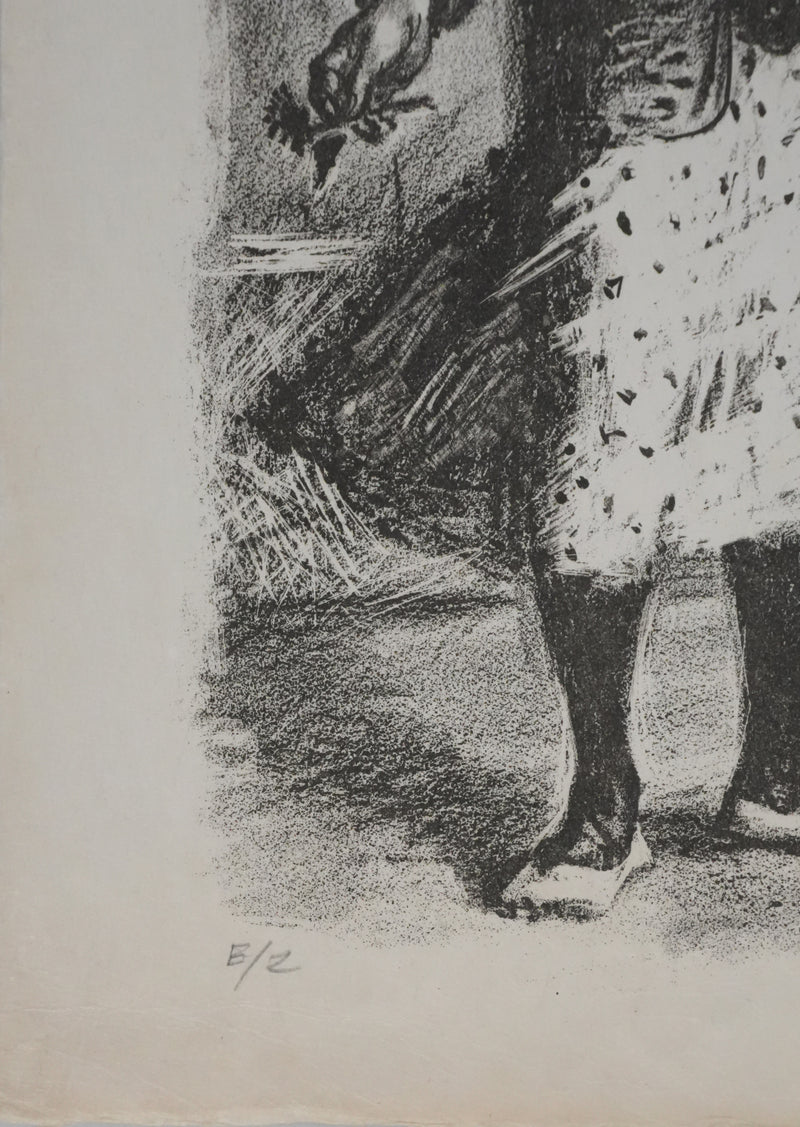 Lucien FONTANAROSA : La vendeuse de fleurs, Lithographie originale signée