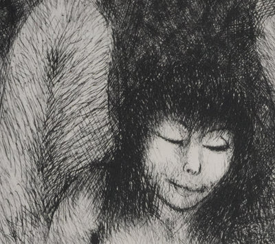 Edouard GOERG : L'ange et l'enfant, Gravure originale