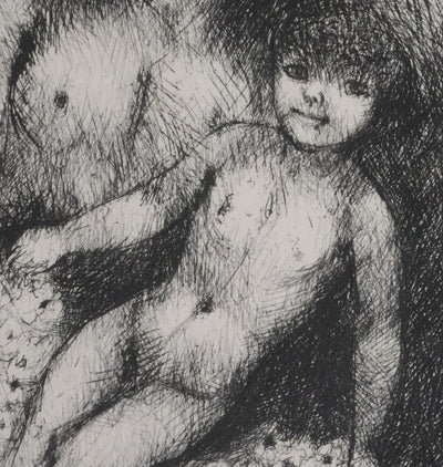 Edouard GOERG : L'ange et l'enfant, Gravure originale