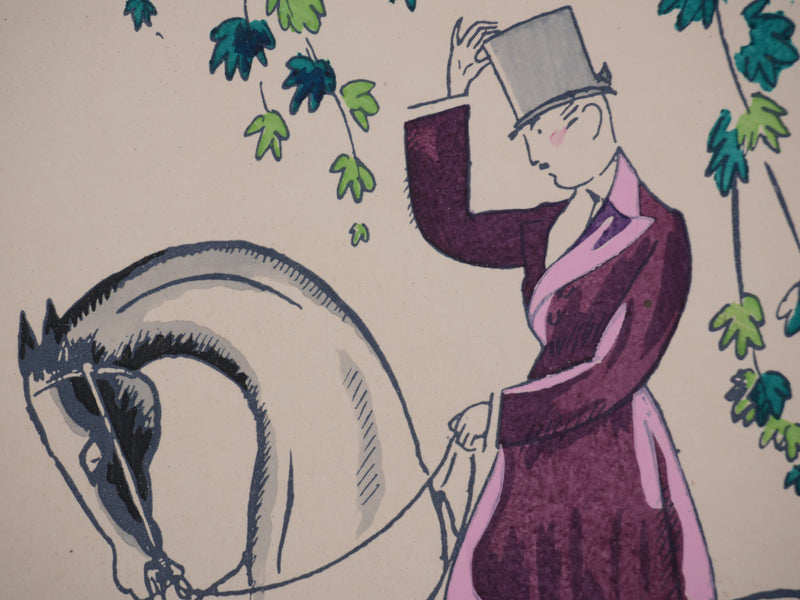 Robert BONFILS : Le cavalier, Lithographie originale signée