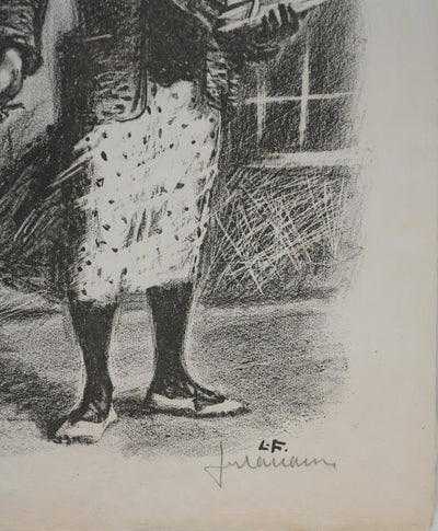 Lucien FONTANAROSA : La vendeuse de fleurs, Lithographie originale signée