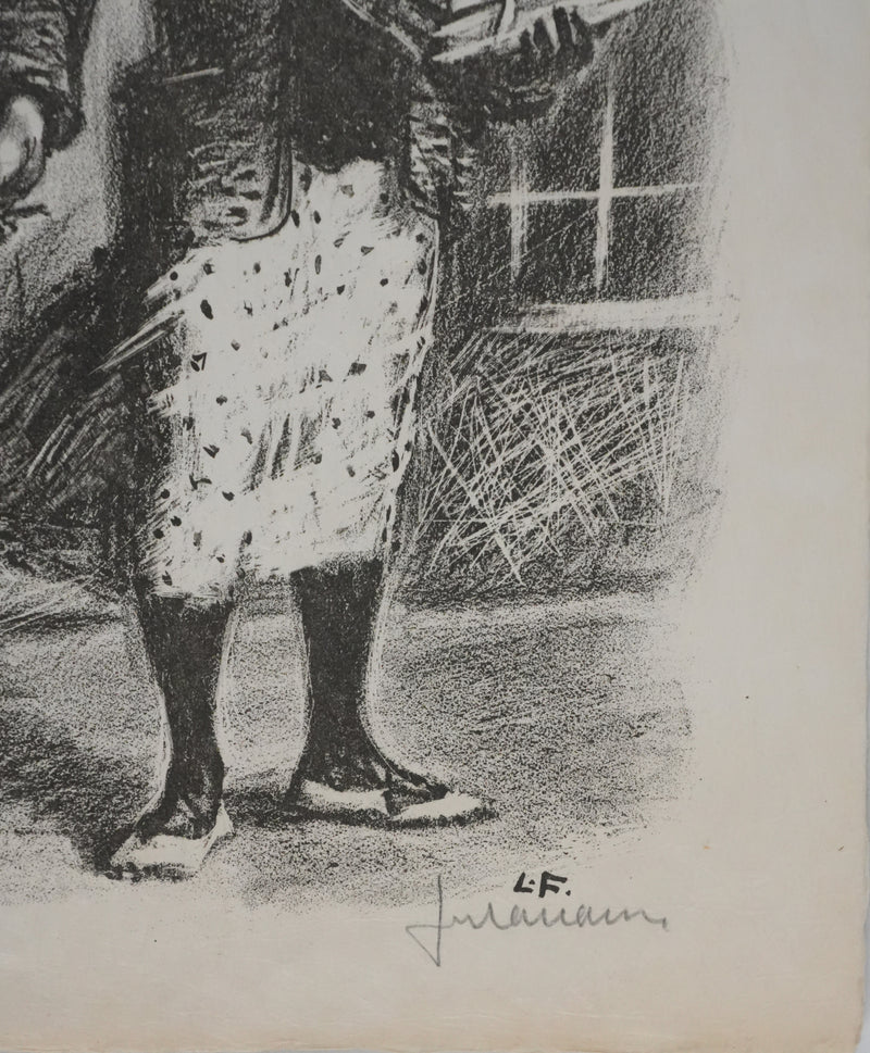 Lucien FONTANAROSA : La vendeuse de fleurs, Lithographie originale signée