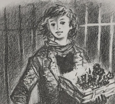 Lucien FONTANAROSA : La vendeuse de fleurs, Lithographie originale signée