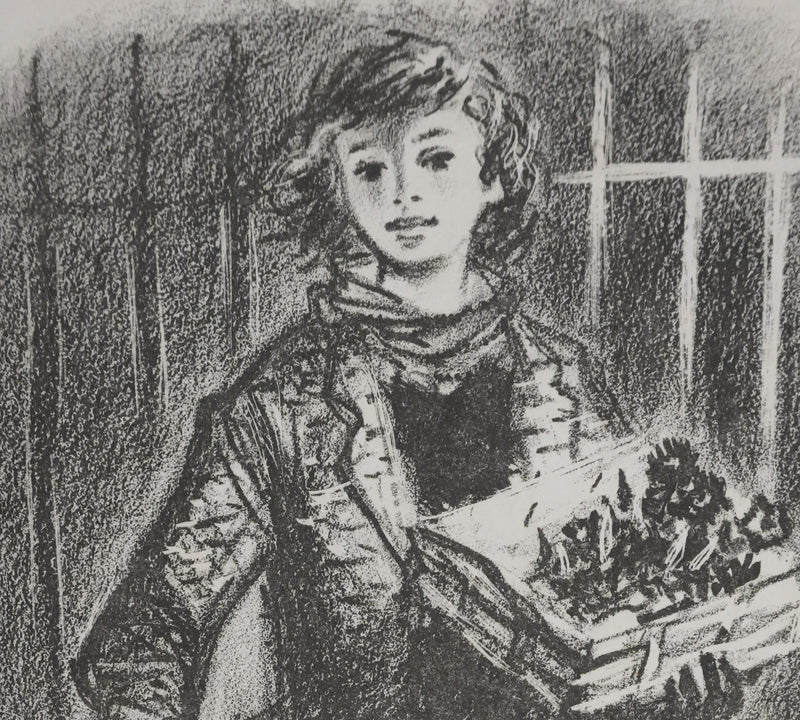 Lucien FONTANAROSA : La vendeuse de fleurs, Lithographie originale signée