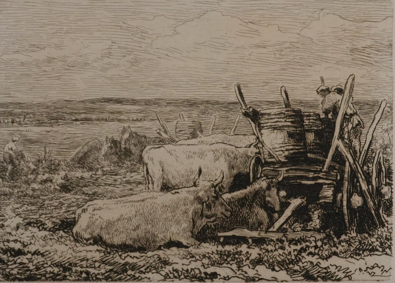 Charles François DAUBIGNY : Les vendanges, Gravure originale