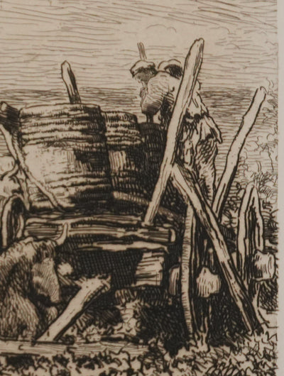 Charles François DAUBIGNY : Les vendanges, Gravure originale