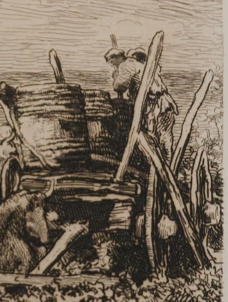 Charles François DAUBIGNY : Les vendanges, Gravure originale