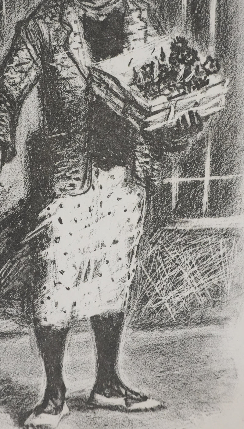 Lucien FONTANAROSA : La vendeuse de fleurs, Lithographie originale signée