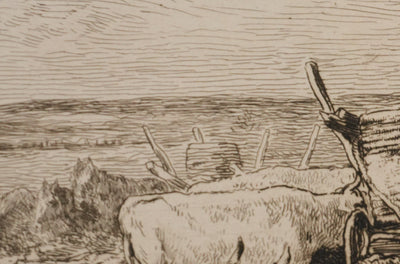 Charles François DAUBIGNY : Les vendanges, Gravure originale