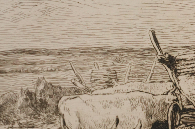 Charles François DAUBIGNY : Les vendanges, Gravure originale