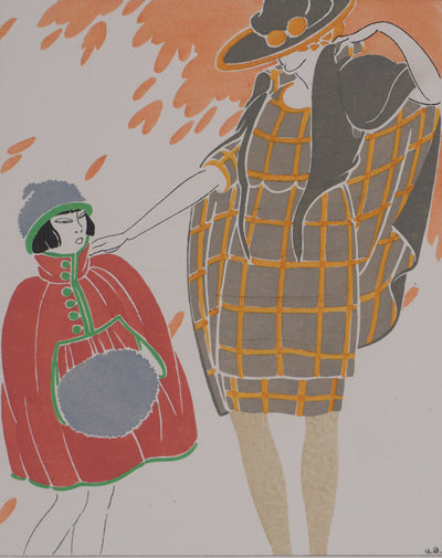André DOMIN : Mère et fille, Lithographie originale signée