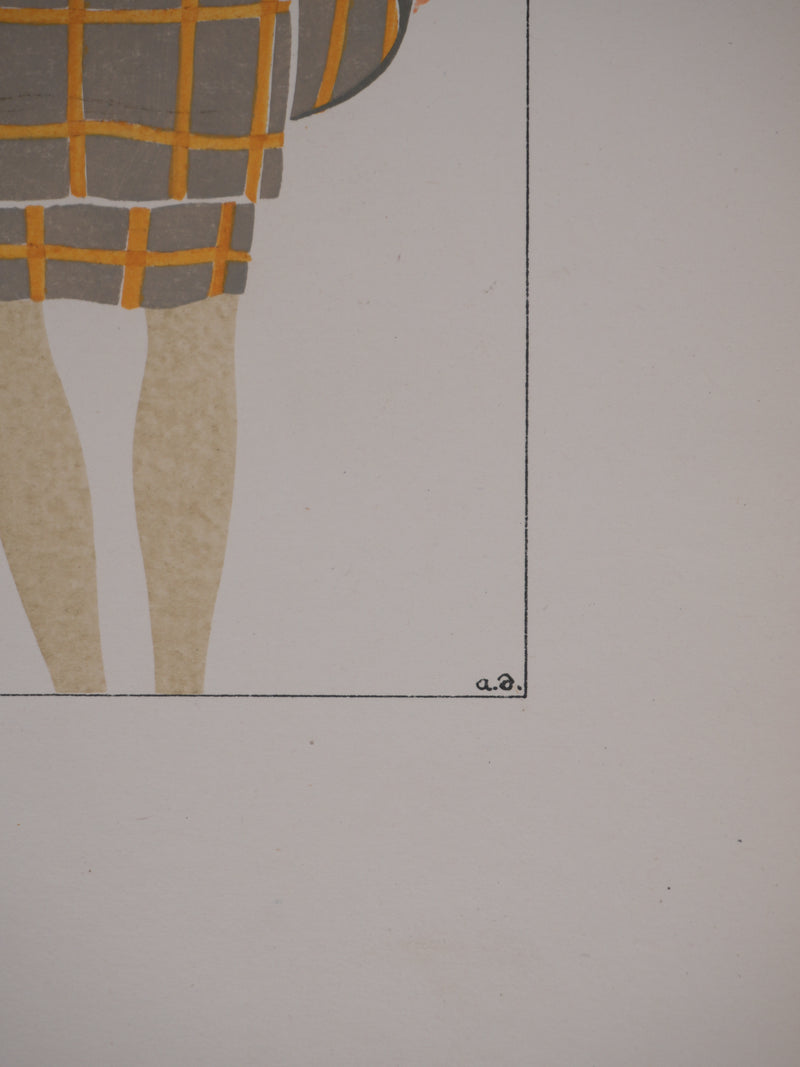 André DOMIN : Mère et fille, Lithographie originale signée