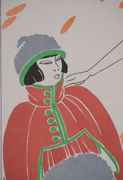 André DOMIN : Mère et fille, Lithographie originale signée