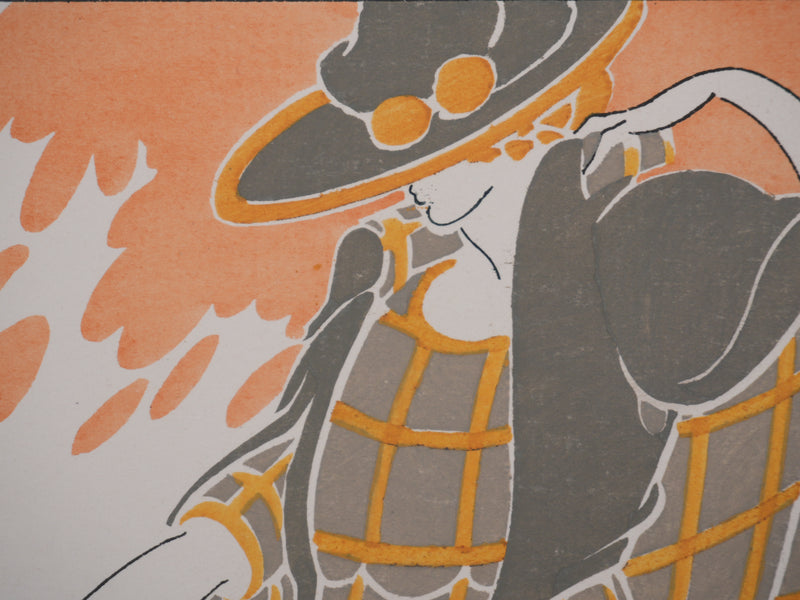 André DOMIN : Mère et fille, Lithographie originale signée