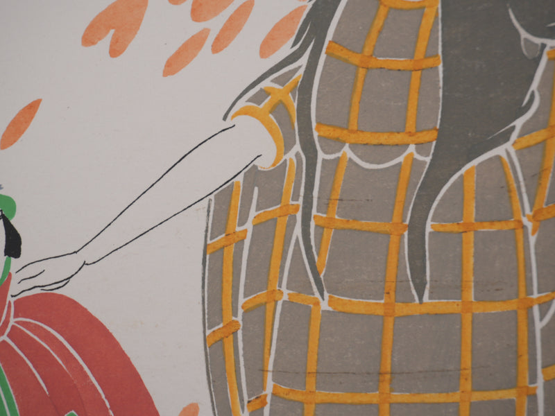 André DOMIN : Mère et fille, Lithographie originale signée
