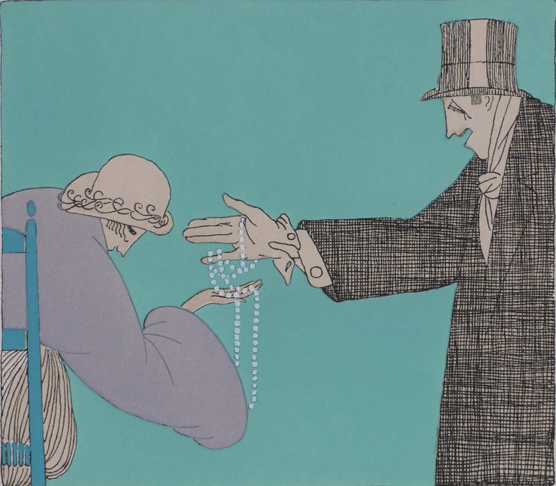 Ecole XXème : Van Cleef et Arpels, Le collier de perle, Lithographie