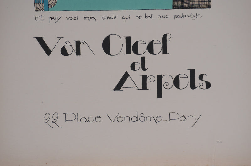 Ecole XXème : Van Cleef et Arpels, Le collier de perle, Lithographie