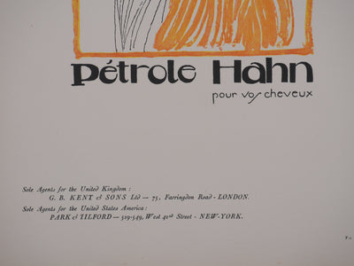 Ecole XXème : Pétrole Hahn, La chevelure, Lithographie