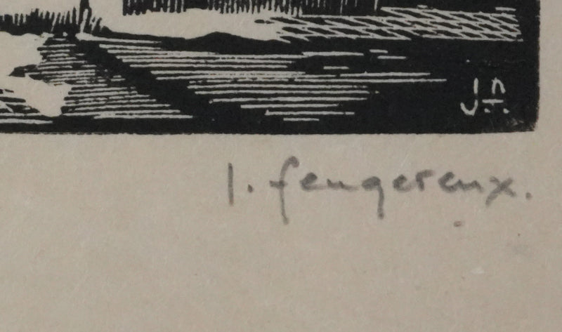 Jean FEUGEREUX : Petite ferme en Beauce, Gravure originale signée