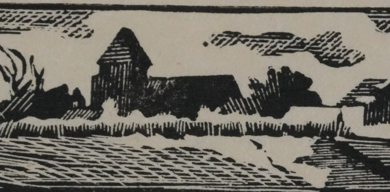 Jean FEUGEREUX : Petite ferme en Beauce, Gravure originale signée