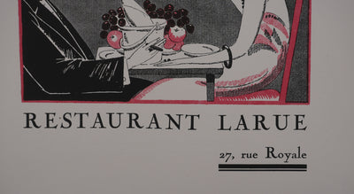Ecole XXème : Larue, Dîner galant, Lithographie