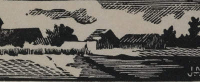 Jean FEUGEREUX : Petite ferme en Beauce, Gravure originale signée