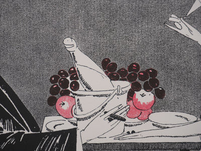 Ecole XXème : Larue, Dîner galant, Lithographie