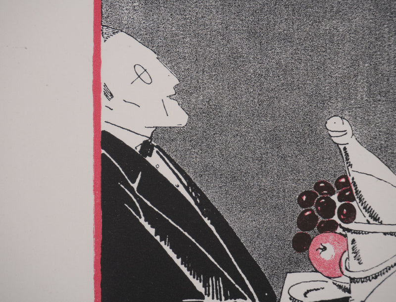 Ecole XXème : Larue, Dîner galant, Lithographie