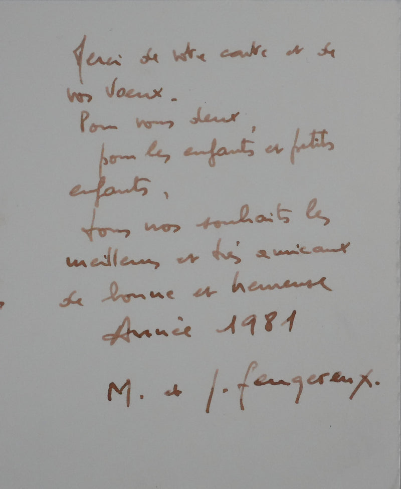 Jean FEUGEREUX : Le petit bateau de pêche, Dessin original signé