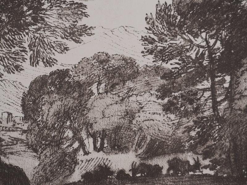 Claude GELLE (dit LE LORRAIN) : Paysage pastoral, Héliogravure signée