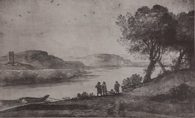 Claude GELLE (dit LE LORRAIN) : Vue sur la rive du Tibre, Héliogravure signée