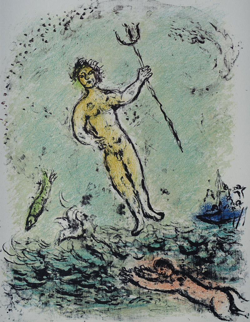 Marc CHAGALL : Poséidon, Lithographie originale (vue générale) - Crédit photo : Galerie Art.Paris