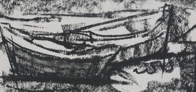 Jacques Gauthier TAL'HOUARN : Les bateaux au port, Dessin original signé