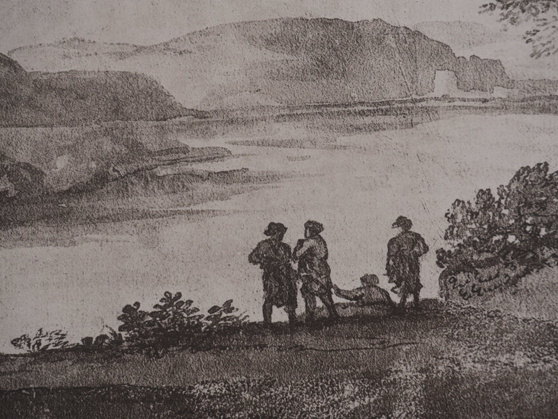 Claude GELLE (dit LE LORRAIN) : Vue sur la rive du Tibre, Héliogravure signée