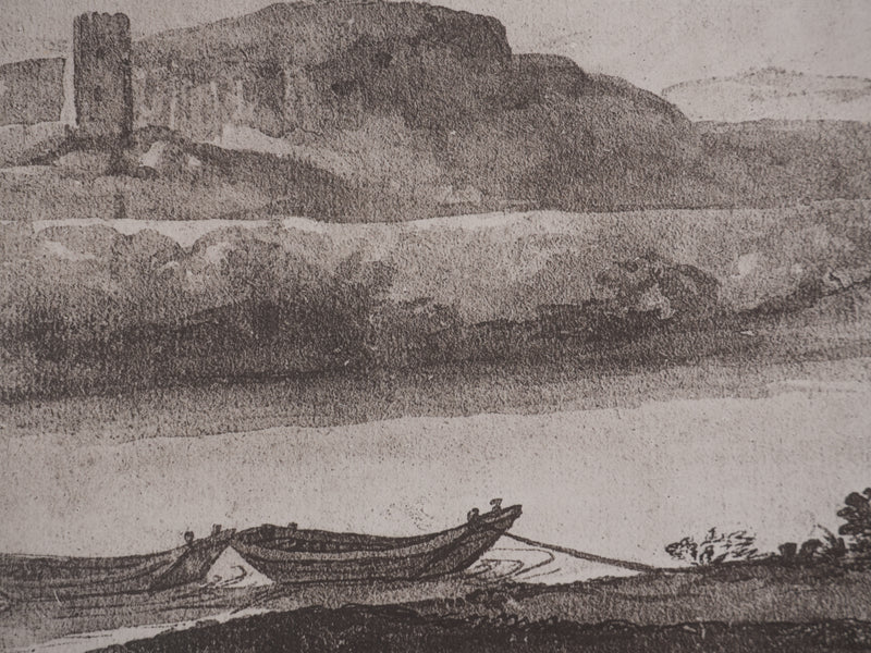 Claude GELLE (dit LE LORRAIN) : Vue sur la rive du Tibre, Héliogravure signée