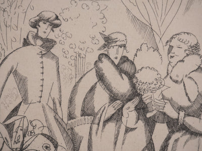 Jean-Émile LABOUREUR : Chez la floriste, Gravure originale signée
