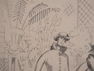 Jean-Émile LABOUREUR : Chez la floriste, Gravure originale signée