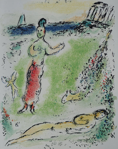 Marc CHAGALL : Ulysse et sa nourrice Euryclée, Lithographie originale (vue générale) - Crédit photo : Galerie Art.Paris