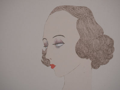 Robin D'ERLANGER : La robe au ruban bleu, Lithographie originale signée