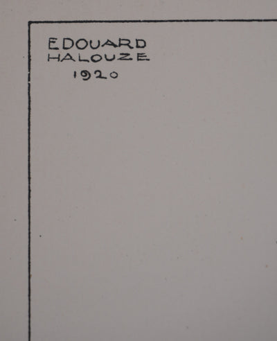 Édouard HALOUZE : Promenade au parc, Lithographie originale signée