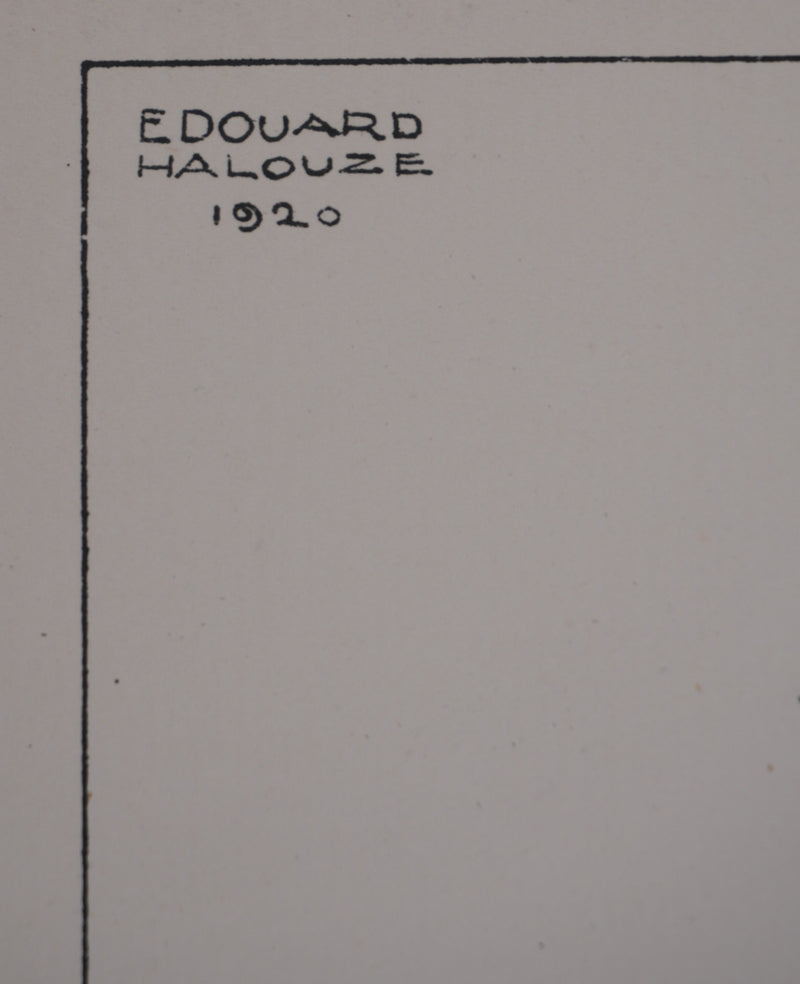 Édouard HALOUZE : Promenade au parc, Lithographie originale signée