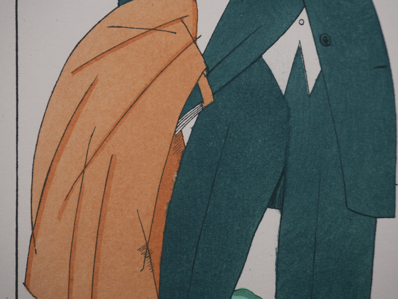 Édouard HALOUZE : Promenade au parc, Lithographie originale signée
