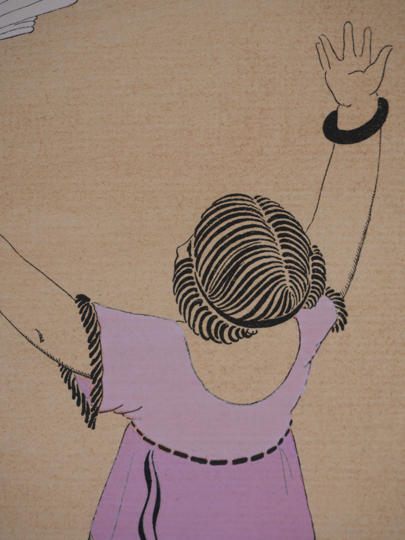 Ecole XXème : Klaus, Le vol de chocolat, Lithographie