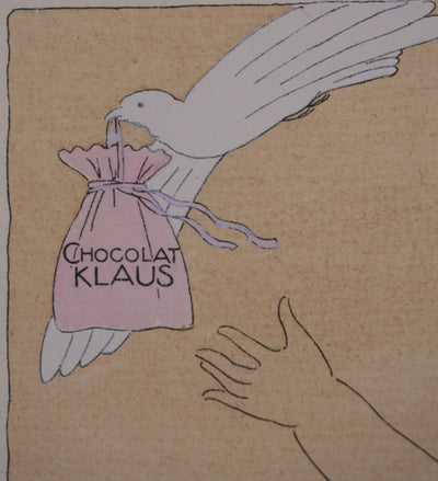 Ecole XXème : Klaus, Le vol de chocolat, Lithographie