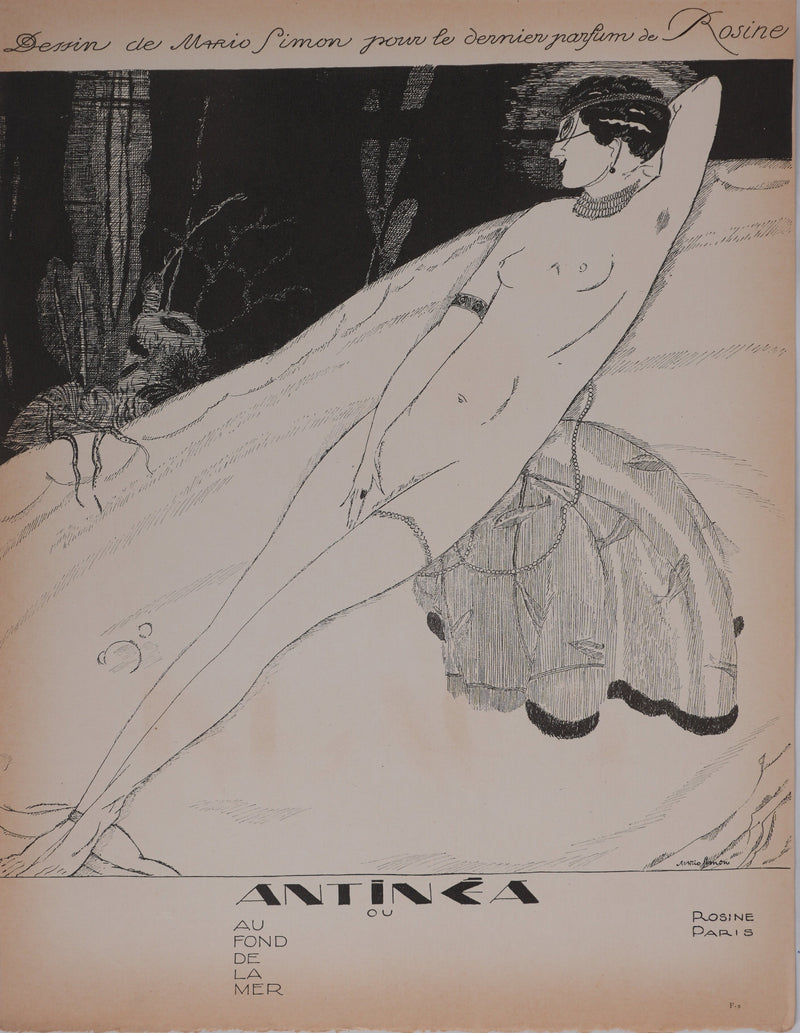 Mario SIMON : Antinéa, La séductrice, Lithographie originale signée