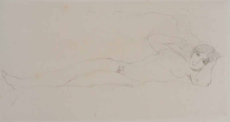 Jeanne BARDEY : Nu à la cigarette, Gravure originale signée