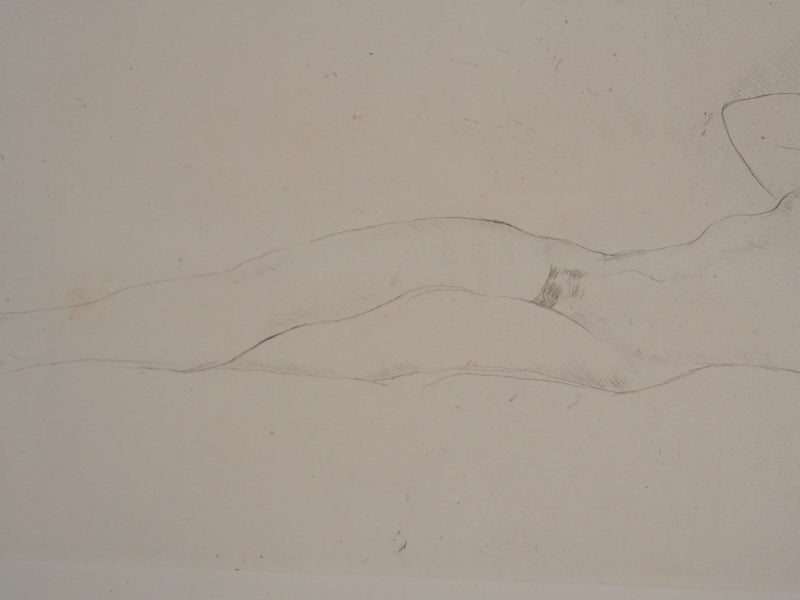 Jeanne BARDEY : Nu à la cigarette, Gravure originale signée